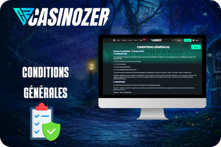 Consultation des conditions générales après Casinozer casino connexion