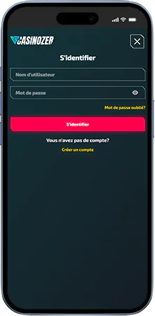 Formulaire Casinozer connexion avec e-mail et mot de passe